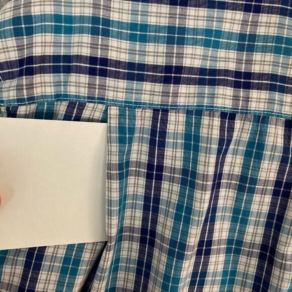 Denver Hayes Classic Fit Button Down Shirt Tattersall Blues Mens XL Long Sleeve - Picture 4 of 9